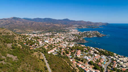 Aerial photo of Llanca in Catalonia, Spainの写真素材