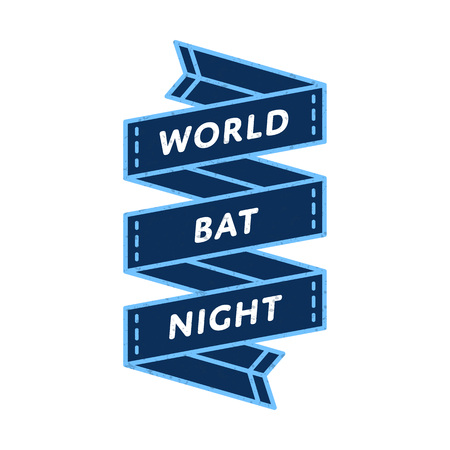 World Bat Night day emblem isolated vector illustration on white background. 26 august animal rights protection holiday event label, greeting card decoration graphic elementのイラスト素材