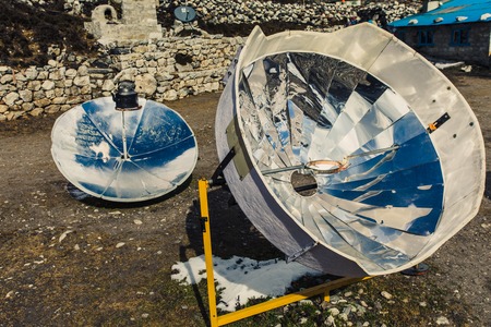 Mountain village landscape with beautiful nature. Himalaya mountain, Sagarmatha national park, Nepal.の写真素材