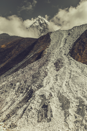Himalayan landscape with mountains, forest on trek on Everest base camp.の写真素材