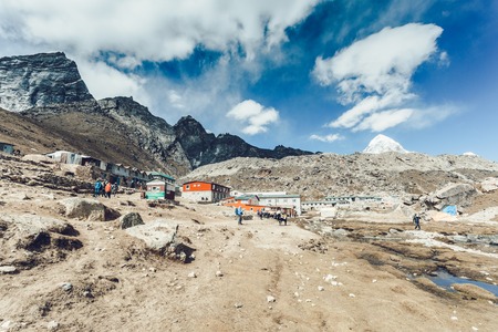 Mountain village landscape with beautiful nature. Himalaya mountain, Sagarmatha national park,...