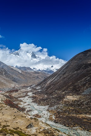 Mountain landscape with beautiful nature. Himalaya mountain view, Sagarmatha national park, Nepal.の写真素材