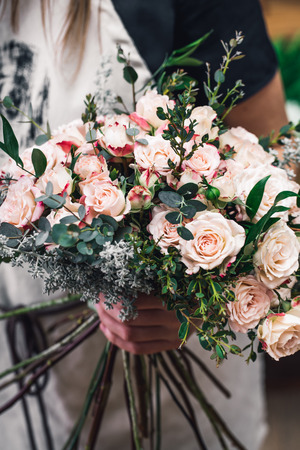 Florist arrangement beautiful bouquet for flowers deliveryの写真素材