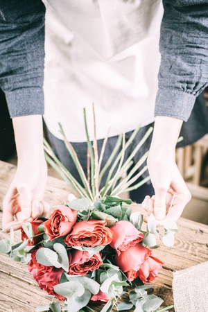 Flowers arrangement bouquets as decoration for weddingの写真素材