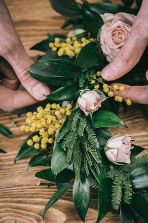 Flower composition from professional florist in a flower shopの写真素材
