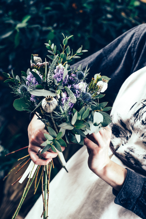 Flower arrangement in beautiful bouquetの写真素材
