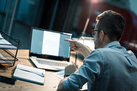 Man working with laptopの写真素材