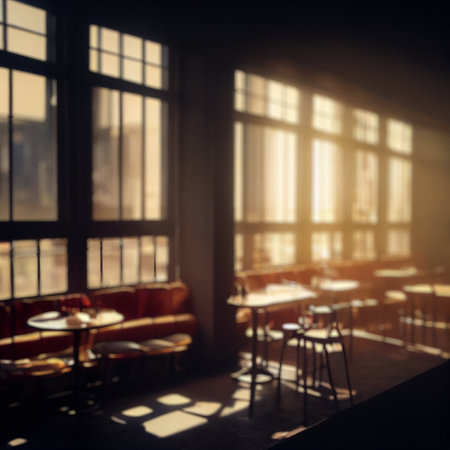 Blurred interior cafe background for design templatesの素材