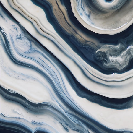 Marble texture with swirls and ripples. Luxury tile material surface. Mineral wallpaper. Marble background. Wavy pattern in nautical style. Granite mineral surfaceの素材