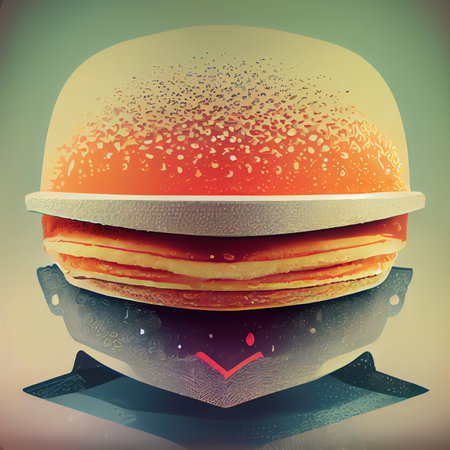 Futuristic barbecue hamburger illustration isolated on gradient backgroundの素材