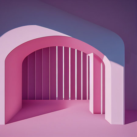 Abstract pink arch architecture structure 3D render digital illustrationの素材