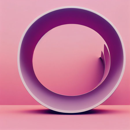 Abstract pink circle and round shape background. Fantasy geometric construction with copy space 3D render digital illustrationの素材