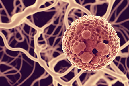 Herpes virus infection microscopic view 3D render digital illustrationの素材