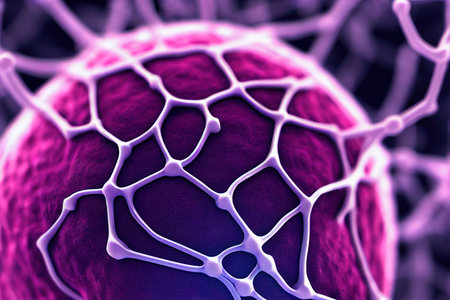 Abstract organic cell as biotechnology concept background 3D render digital illustrationの素材