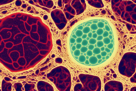 Healthy and pathologic cell background digital illustrationの素材