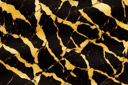 Abstract gold and black marble texture, luxury stone background, seamless patternの素材