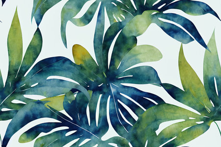 Watercolor flower illustration, seamless patternの素材