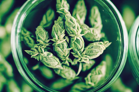 Cannabis drug grain and seeds for herbal medical plant cultivation and medicine homeopathy product extraction. Healing marijuana harvest of industrial farm or legal home greenhouseの素材