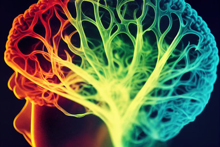 Cannabis brain organ and marijuana neurological effect on human thinking. Herbal medicine patient and effects on psychology or psychoactive THC drug conceptの素材