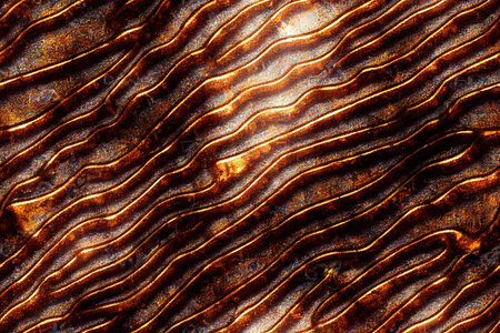 Rusty surface of metallic texture dark background with corrosion. Grunge rusted iron seamless pattern with wavy cracks as dirt overlay rust vintage effectの素材