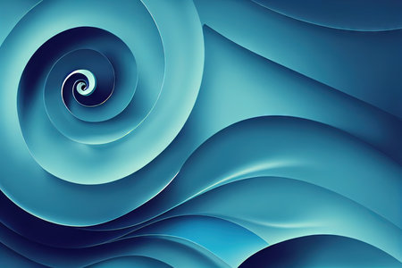 Blue liquid swirl and water wave abstract background. Pouring fluid curve, whirlpool vortex and splash flowing or marbled acrylic texture as wavy wallpaper artistic fashion backdropの素材