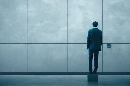 Man faces wall, abstract architectural conceptの素材