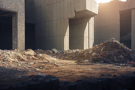 Garbage flooded city streets, plastic waste spoiling natureの素材