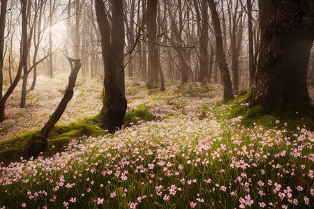Huge fields of wildflowers, idealistic scene for tranquilityの素材