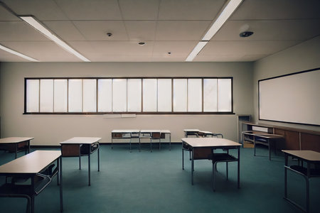 Educational concept with empty school boardの素材