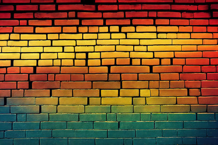 Wall of multicolored brick, colored abstract backgroundの素材
