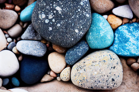 Natural gravel for aquarium, pebble rock textureの素材
