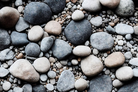 texture of gravel stones on ground backgroundの素材