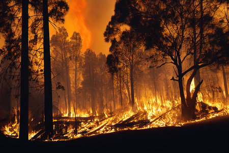 Country houses, natural disasters, forest firesの素材