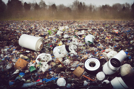 Garbage in forest, polluting environmentsの素材