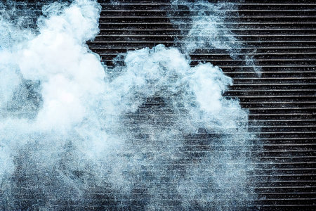 Smoke cloud and metallic roll up door texture on the backgroundの素材