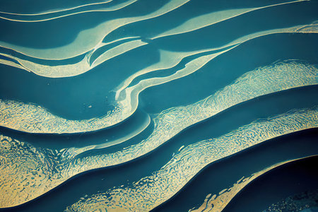 3D render abstract background of smooth lines of spline blue wavesの素材