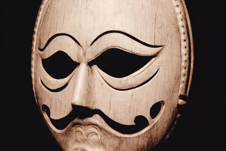 Carnival mask of serious man, art performanceの素材