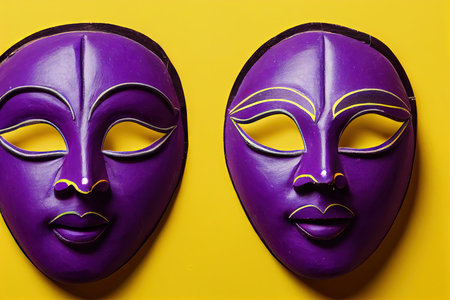 Asbstract close-up theatre masks, performance symbolsの素材