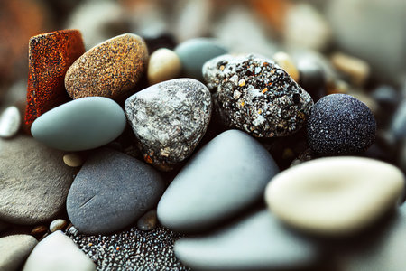 texture of gravel stones on groundの素材