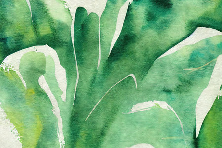 Abstract green floral watercolor pattern background digital illustrationの素材