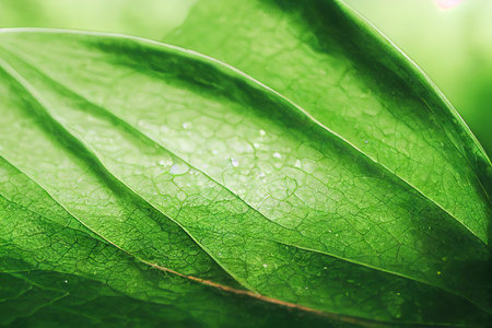 Green plant leaves extreme close up background 3D render digital illustrationの素材