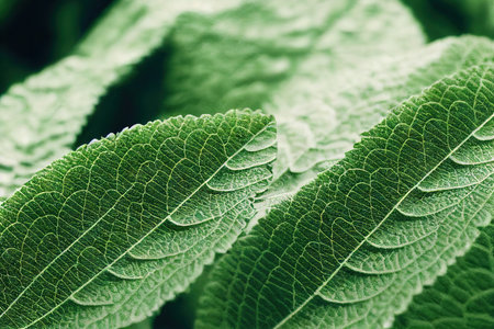 Green plant leaves extreme close up background 3D render digital illustrationの素材