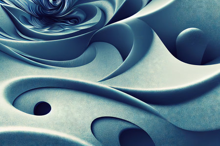 3D render abstract background of smooth lines of spline blue wavesの素材