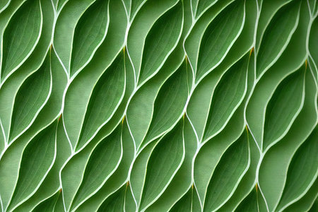Green leaf shapes repeating pattern background digital illustrationの素材