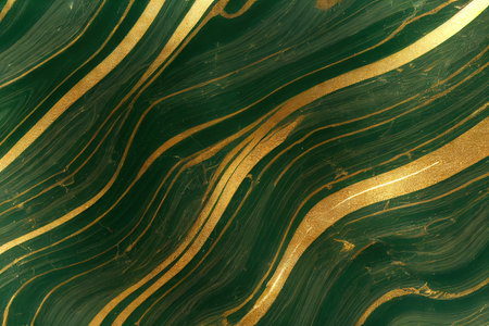 Green marble with glittering golden streaks pattern background digital illustrationの素材