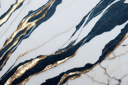 White marble with gold glitter in cracks pattern background digital illustrationの素材
