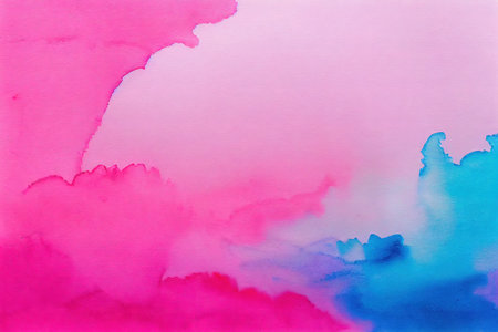 Bright pink and blue watercolor clouds background digital illustrationの素材