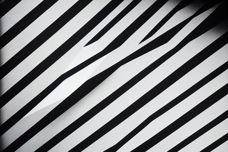 Abstract background with black and white diagonal zebra-like stripes.の素材