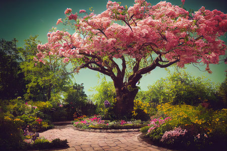 Pink, lush wood on trailの素材