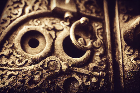 Details of antique lock for vintage key round shape with ringの素材